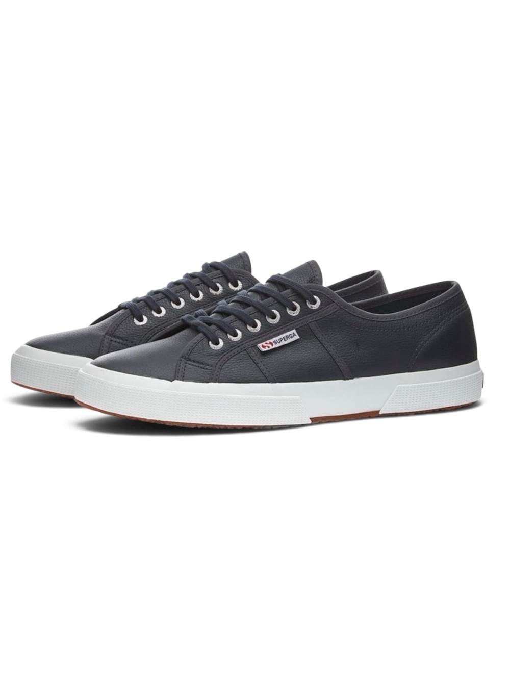 NEW Superga 2750 Black/White Smooth Nappa Low Leather Sneakers Sizes 8.5 9.5 NWT